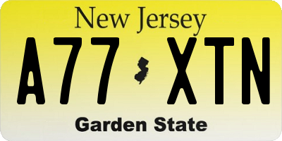 NJ license plate A77XTN