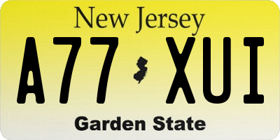 NJ license plate A77XUI
