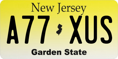 NJ license plate A77XUS