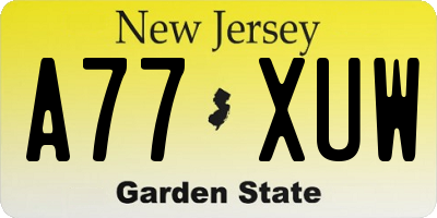 NJ license plate A77XUW