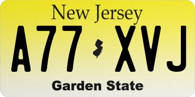 NJ license plate A77XVJ
