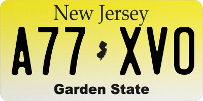NJ license plate A77XVO