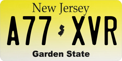 NJ license plate A77XVR