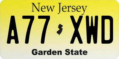 NJ license plate A77XWD