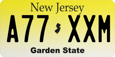 NJ license plate A77XXM