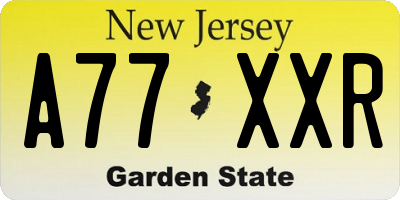 NJ license plate A77XXR