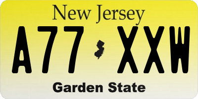 NJ license plate A77XXW
