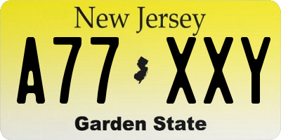 NJ license plate A77XXY