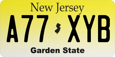 NJ license plate A77XYB