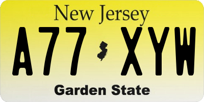 NJ license plate A77XYW