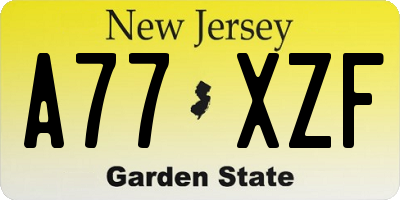 NJ license plate A77XZF