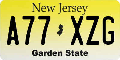 NJ license plate A77XZG