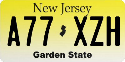 NJ license plate A77XZH