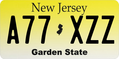 NJ license plate A77XZZ