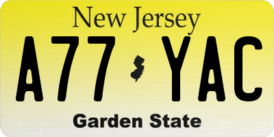 NJ license plate A77YAC