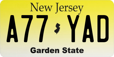 NJ license plate A77YAD