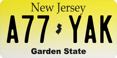 NJ license plate A77YAK