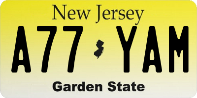 NJ license plate A77YAM