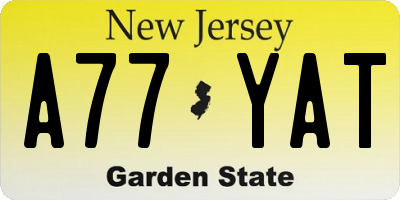 NJ license plate A77YAT
