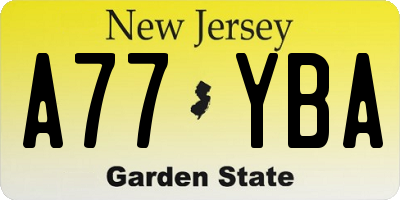 NJ license plate A77YBA