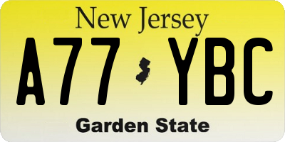 NJ license plate A77YBC