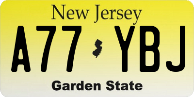 NJ license plate A77YBJ