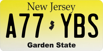 NJ license plate A77YBS