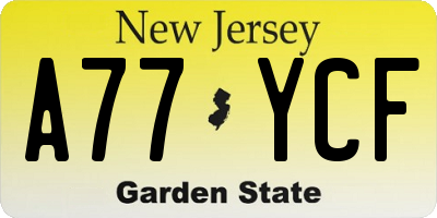 NJ license plate A77YCF