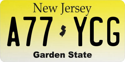 NJ license plate A77YCG