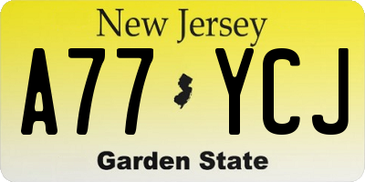 NJ license plate A77YCJ