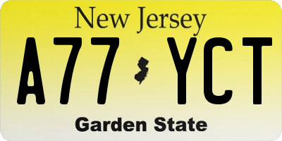 NJ license plate A77YCT