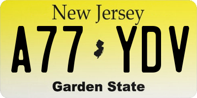 NJ license plate A77YDV