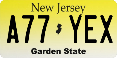 NJ license plate A77YEX