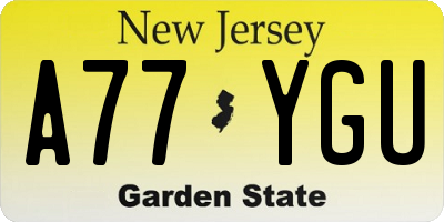 NJ license plate A77YGU