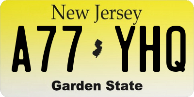 NJ license plate A77YHQ