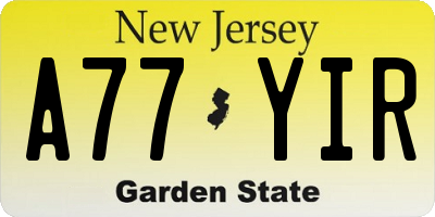 NJ license plate A77YIR