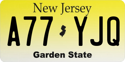NJ license plate A77YJQ