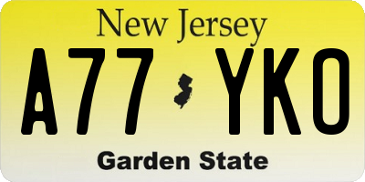NJ license plate A77YKO