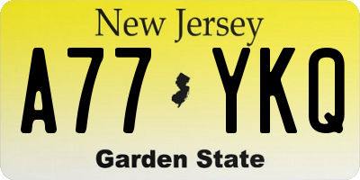 NJ license plate A77YKQ