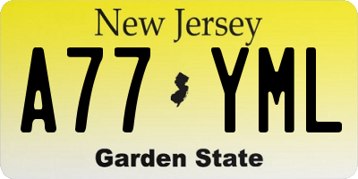NJ license plate A77YML