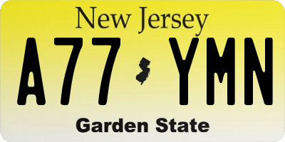 NJ license plate A77YMN
