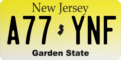 NJ license plate A77YNF