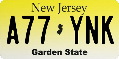 NJ license plate A77YNK