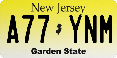 NJ license plate A77YNM