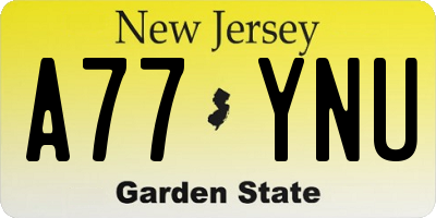 NJ license plate A77YNU