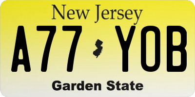 NJ license plate A77YOB