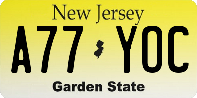 NJ license plate A77YOC