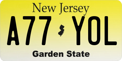 NJ license plate A77YOL