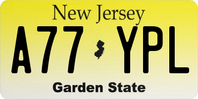 NJ license plate A77YPL