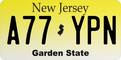 NJ license plate A77YPN